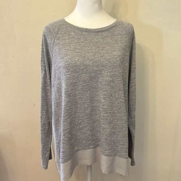 J Crew gray mixed media long sleeve top Size XL EUC - Picture 2 of 9